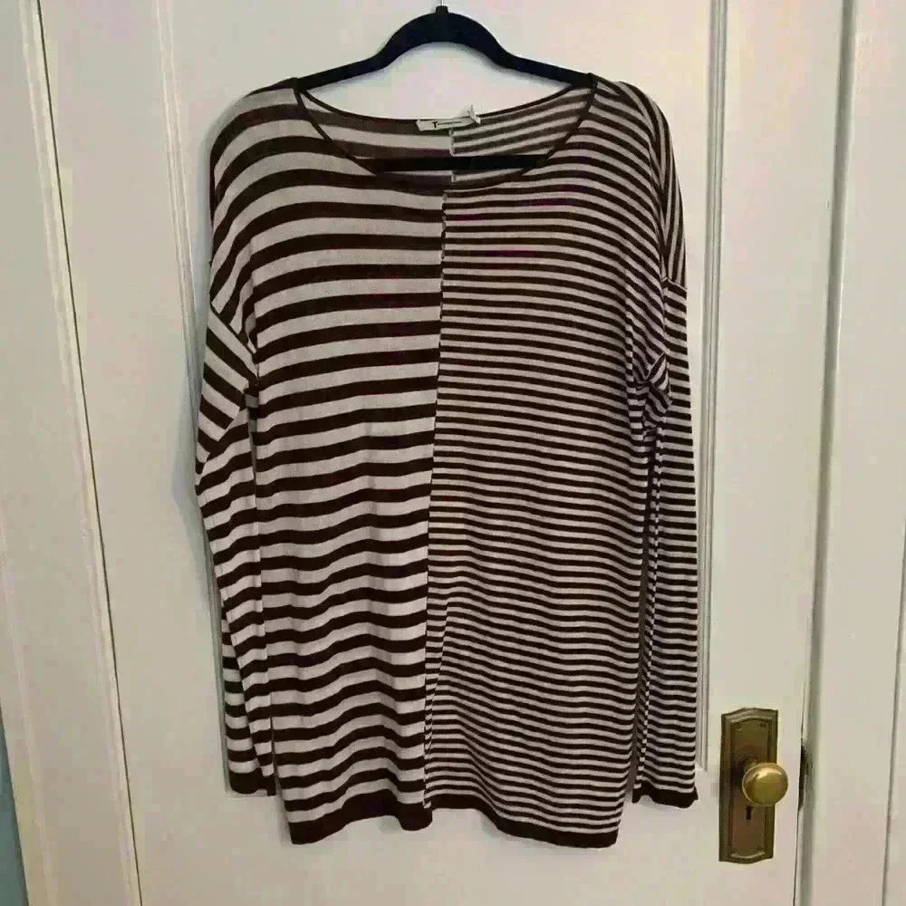 T by Alexander Wang Striped Sweater, burgundy and white, womens size M